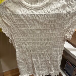 American Eagle Baby Tee - White Smocked Top